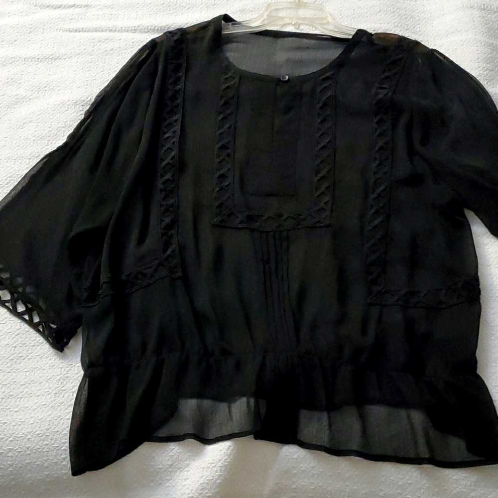 Sheer Black Blouse 2X